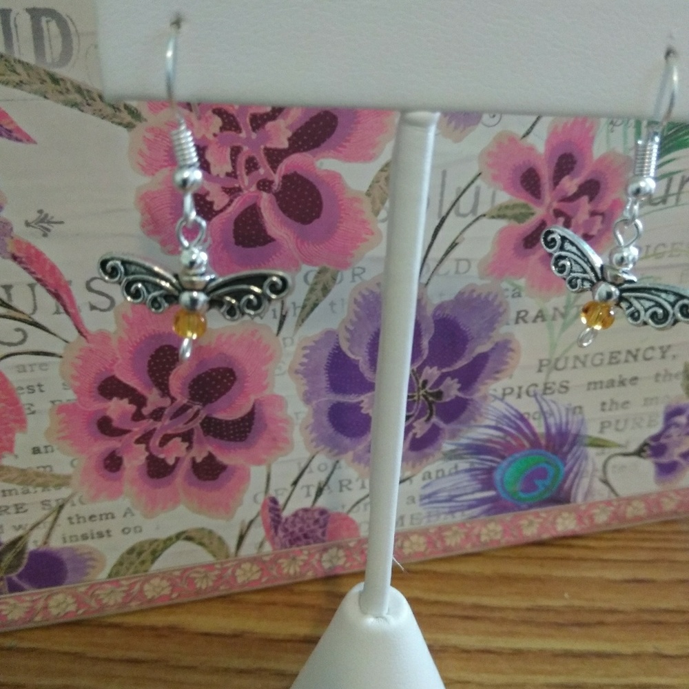 Silver Butterfly pierced earrings